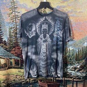 Affliction Black and Gray Graphic Tee